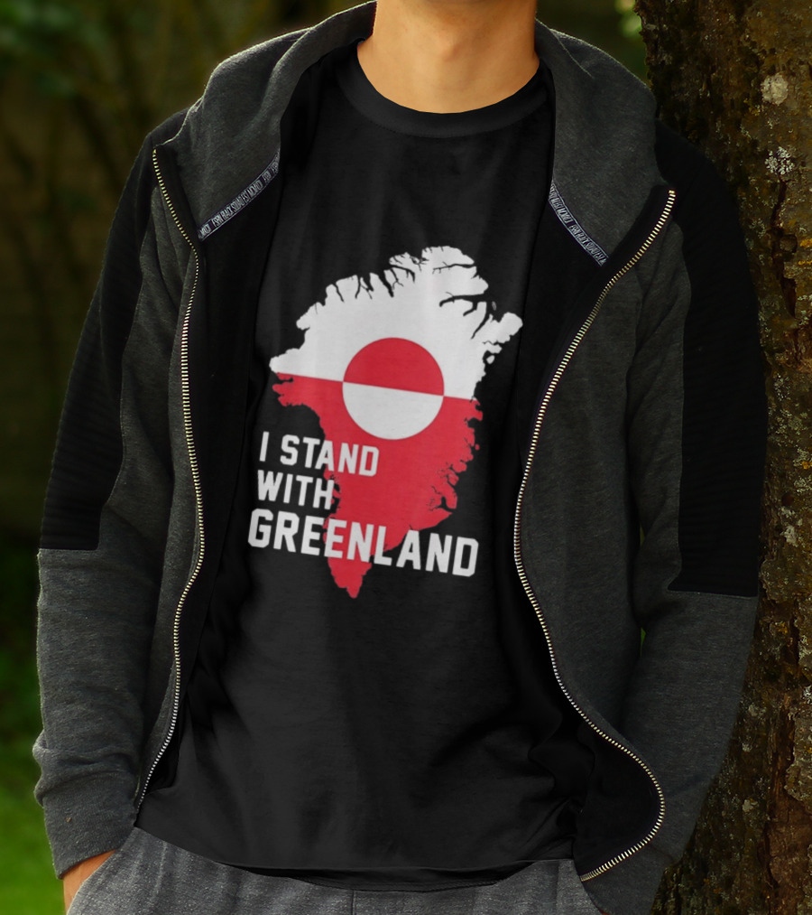 I Stand With Greenland Greenlanders Support Flag Map T-Shirt