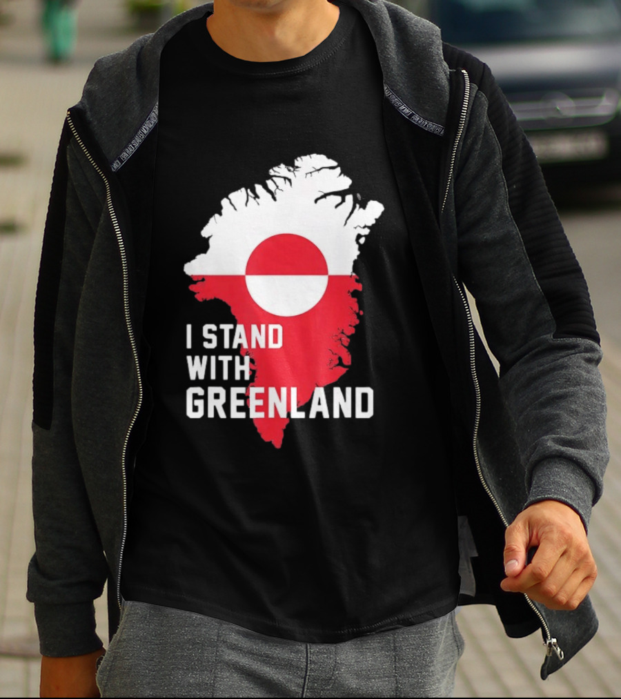 I Stand With Greenland Greenlanders Support Flag Map T-Shirt