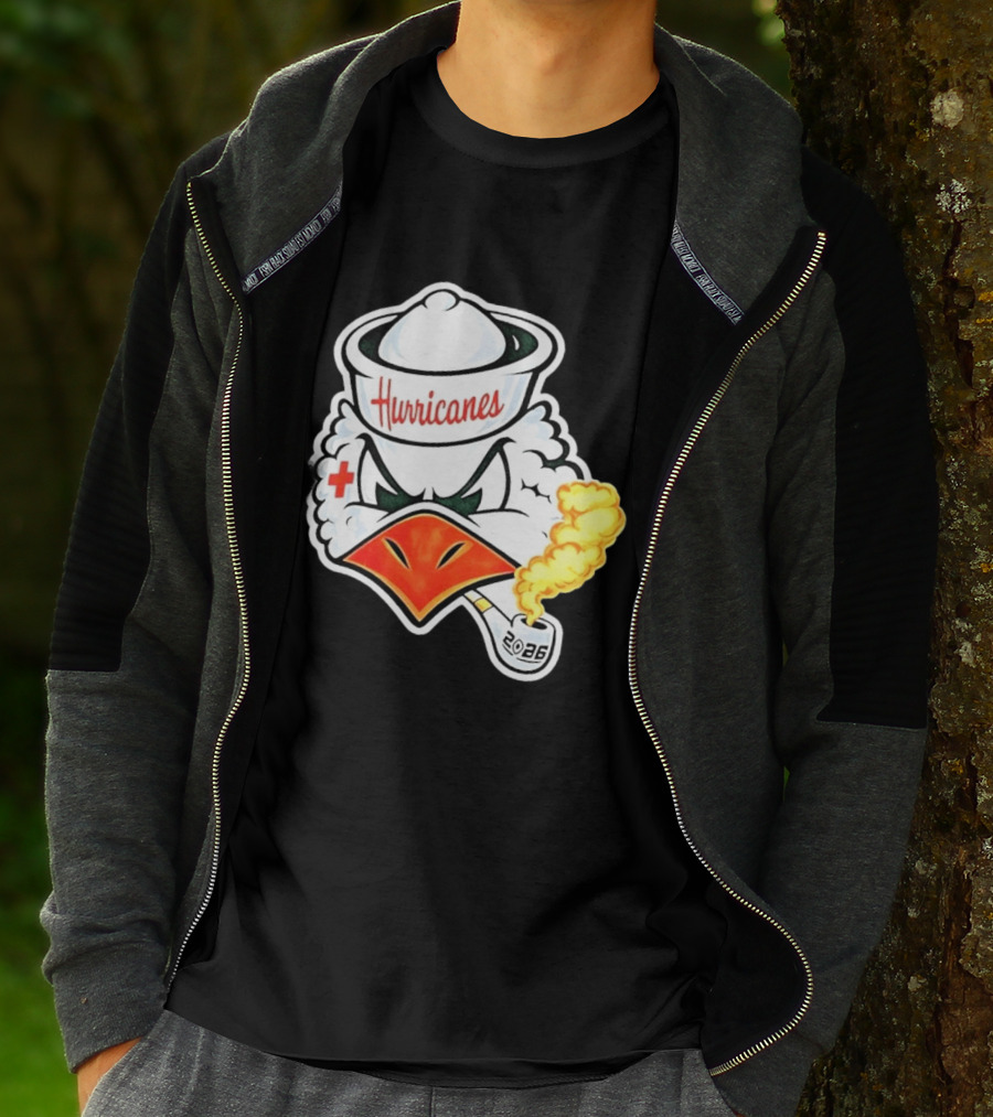 Miami Hurricanes Sebastian Mascot 2026 Pipe Gold Smoke T-Shirt