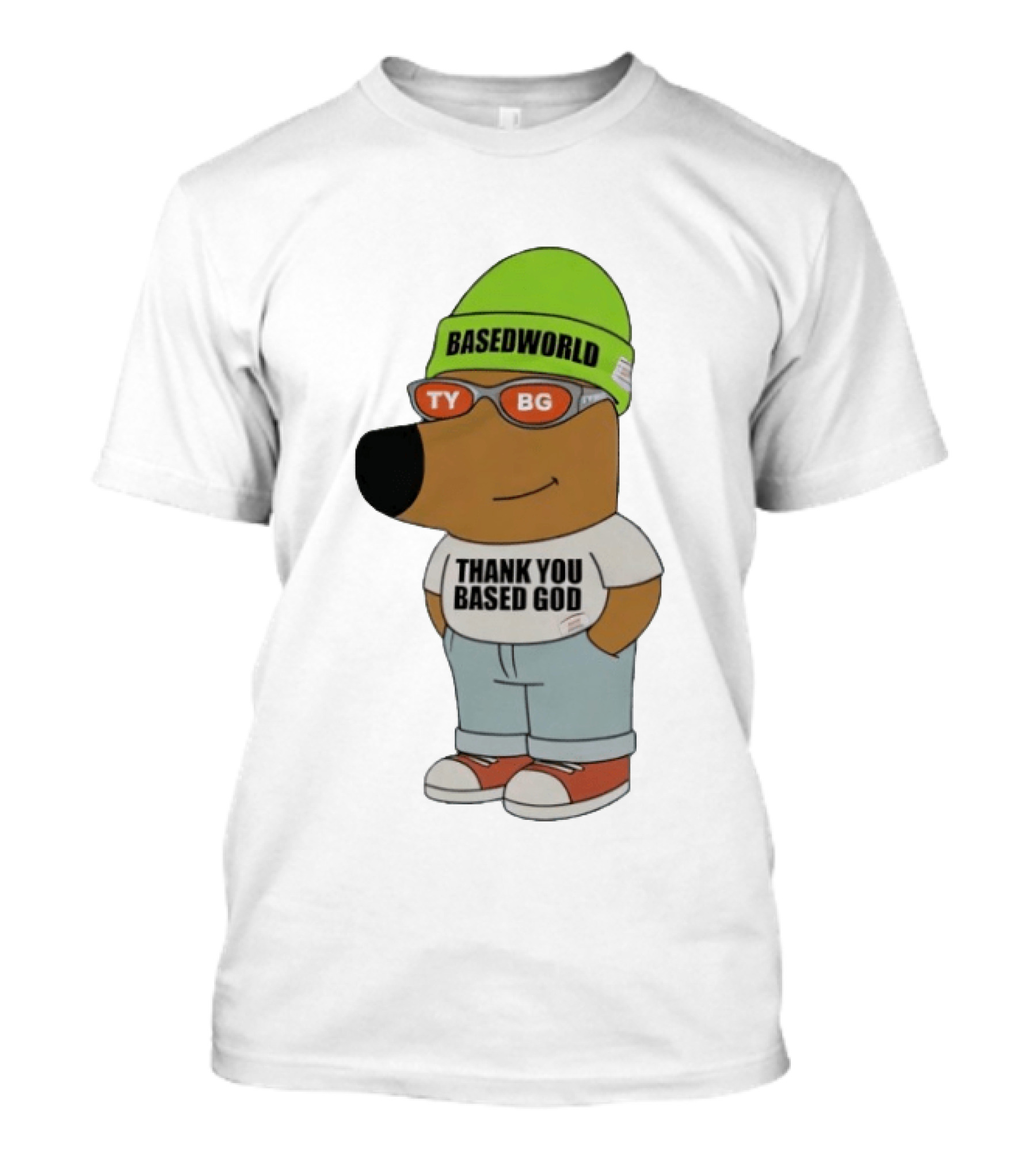 Basedworld Thank You Based God TY BG Retro Cartoon T-Shirt