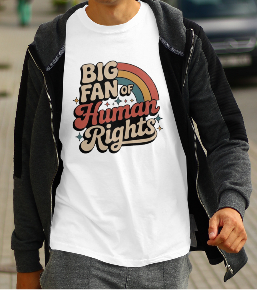 Big Fan Of Human Rights Retro Rainbow T-Shirt