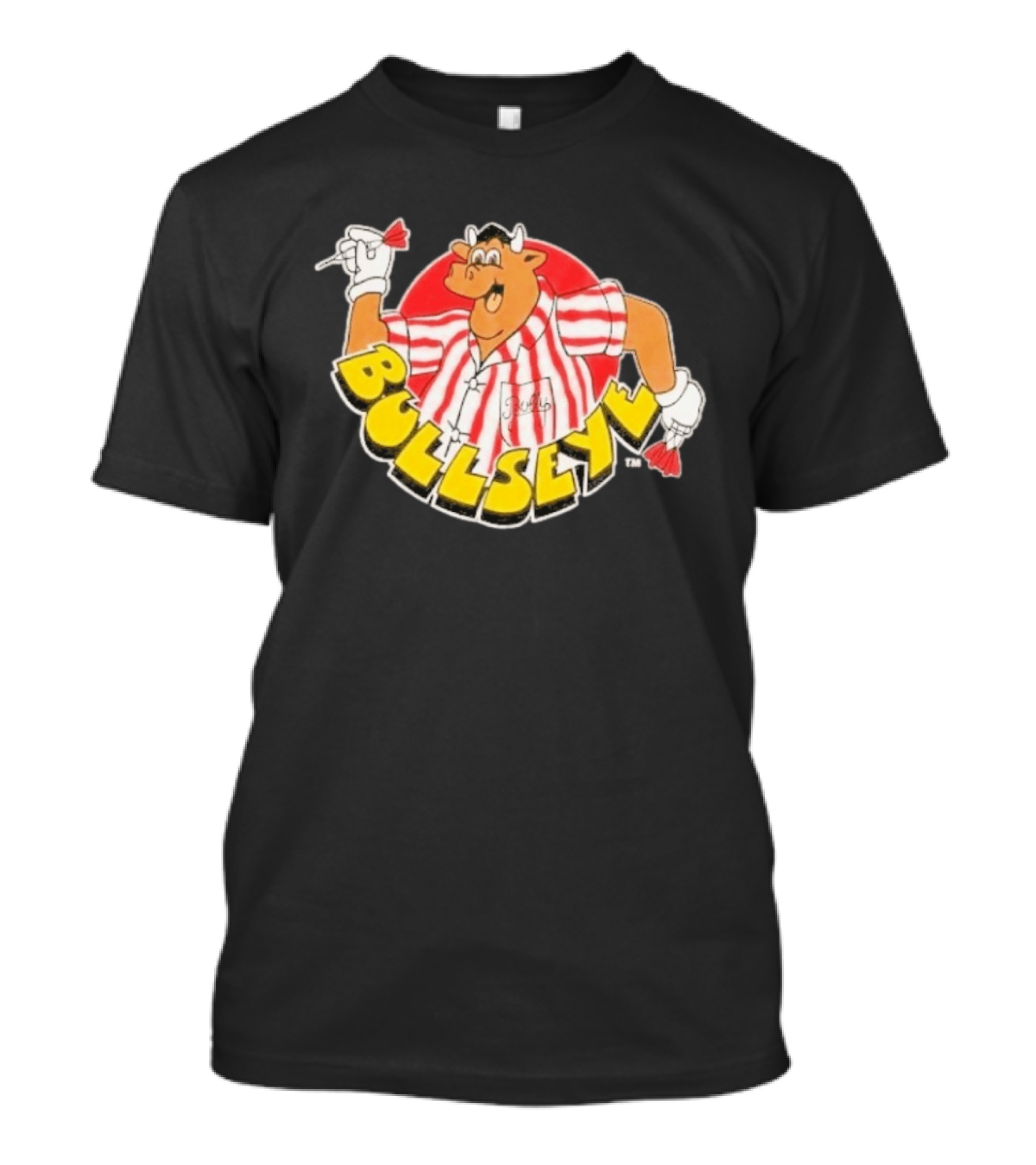 Bullseye Cartoon Bull With Darts Red And White Stripes T-Shirt
