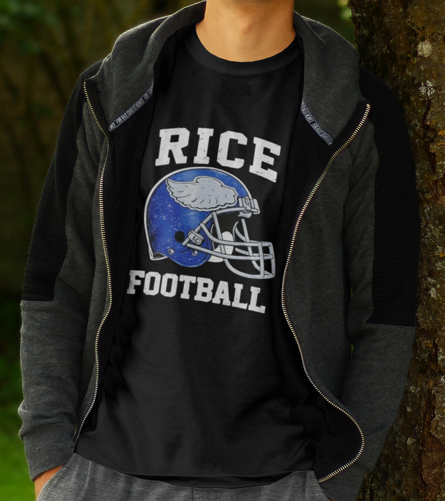 Rice Football Blue Winged Helmet T-Shirt