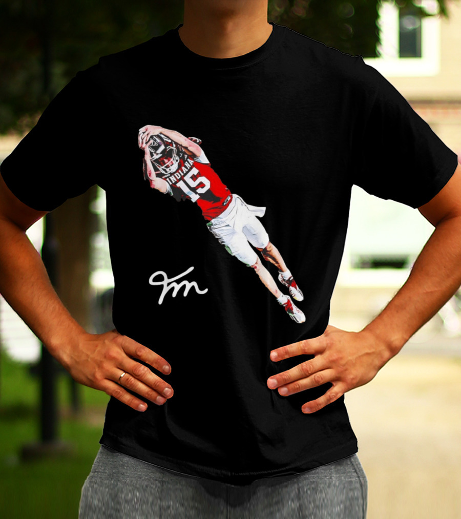 Fernando Mendoza Indiana Hoosiers Natty Flippin' Champs Iconic 15 Leap Signature T-Shirt