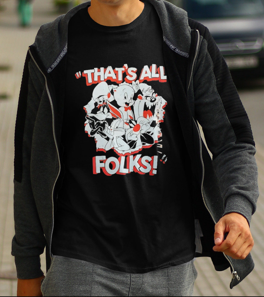Looney Tunes That's All Folks Bugs Bunny Daffy Duck Classic Cartoon Characters T-Shirt