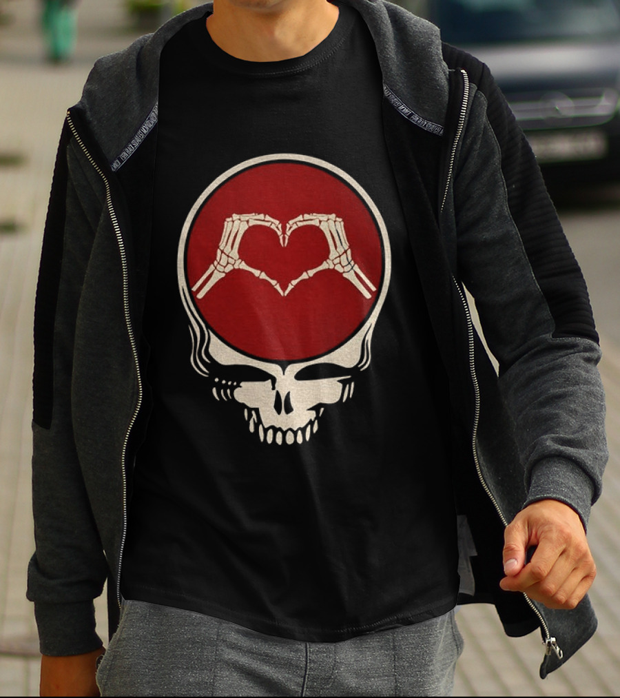 Grateful Dead Skull Skeleton Heart Hands Valentines Jerry Garcia Bob Weir T-Shirt