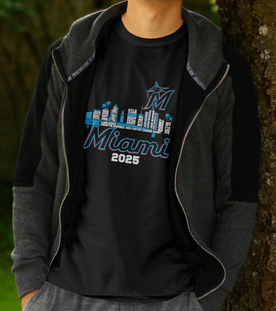Miami Marlins City Skyline 2025 T-Shirt