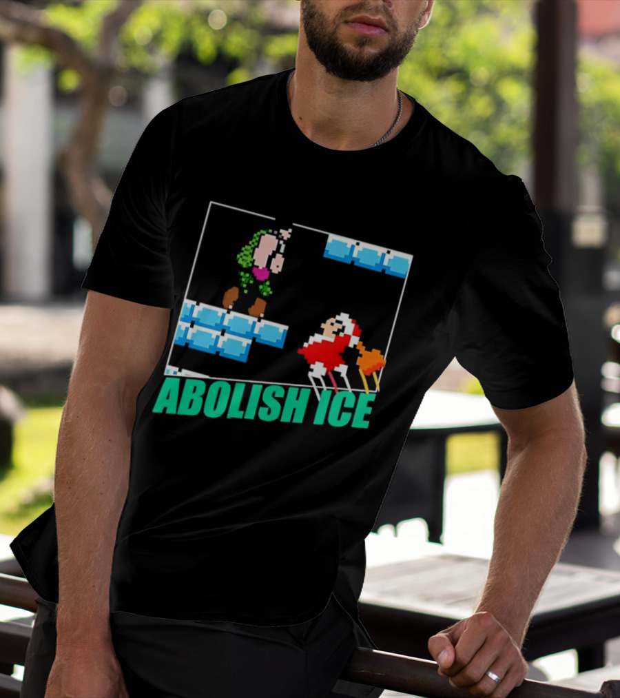 Abolish ICE Super Mario Style Pixel Art USA Retro Gaming T-Shirt