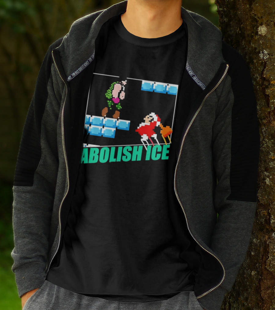 Abolish ICE Super Mario Style Pixel Art USA Retro Gaming T-Shirt