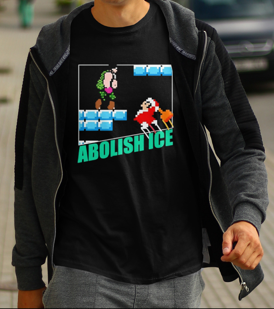 Abolish ICE Super Mario Style Pixel Art USA Retro Gaming T-Shirt