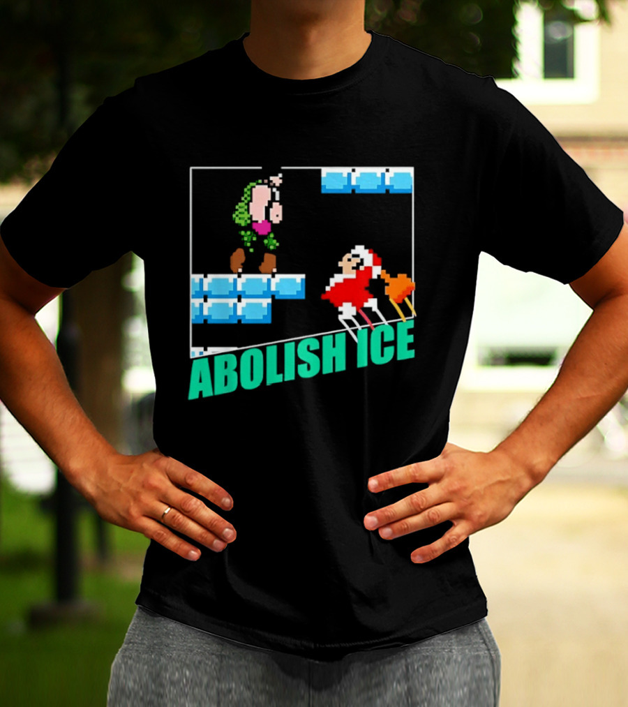 Abolish ICE Super Mario Style Pixel Art USA Retro Gaming T-Shirt