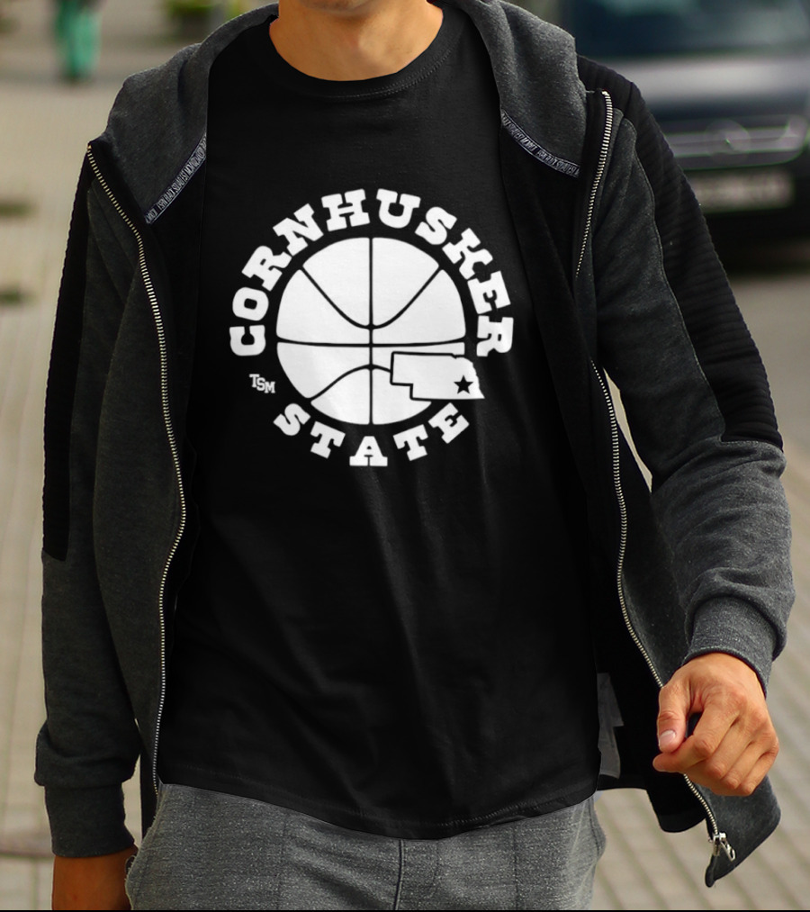 Cornhusker State Basketball Map Nebraska T-Shirt