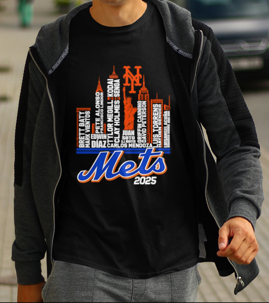 New York Mets Players City Skyline 2025 T-Shirt