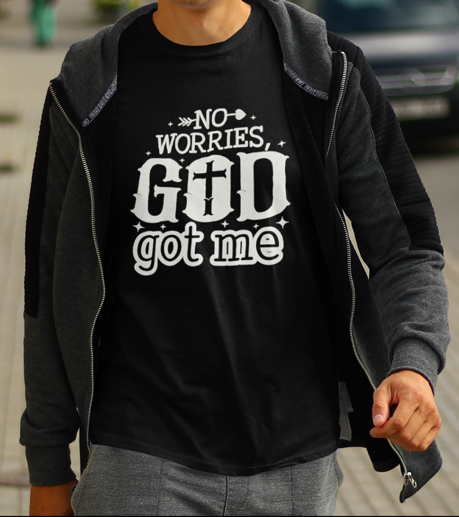 No Worries GOD Got Me Arrow Cross Stars T-Shirt
