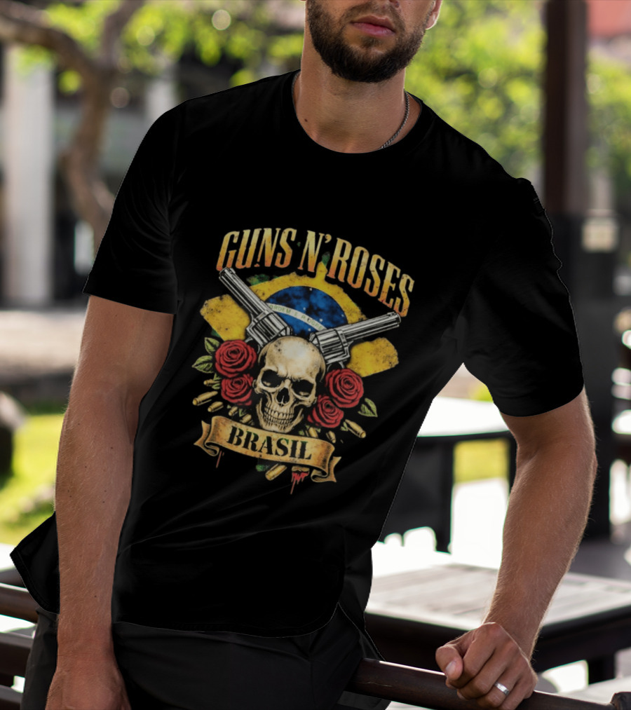 Guns N' Roses Brasil Skull Flag Roses Guns 2026 T-Shirt