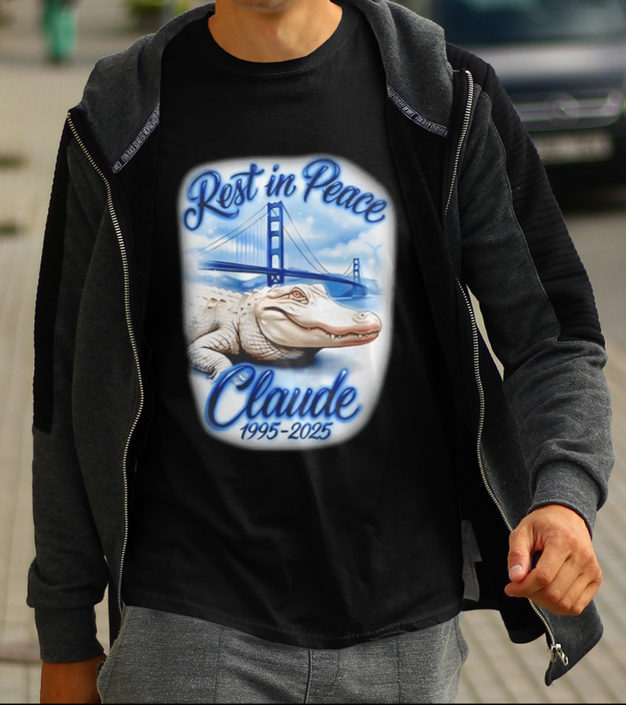 Rest In Peace Claude 1995 2025 Golden Gate Bridge Alligator T-Shirt