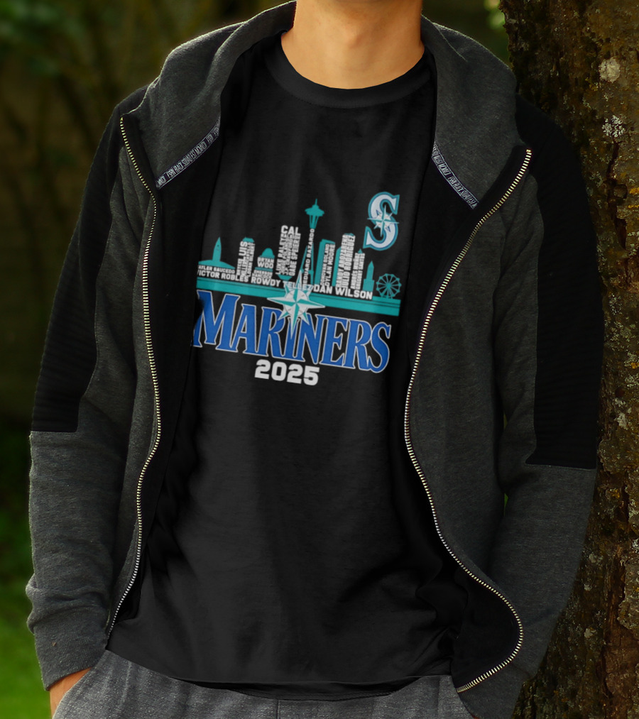Seattle Mariners 2025 City Skyline Player Names Iconic S T-Shirt