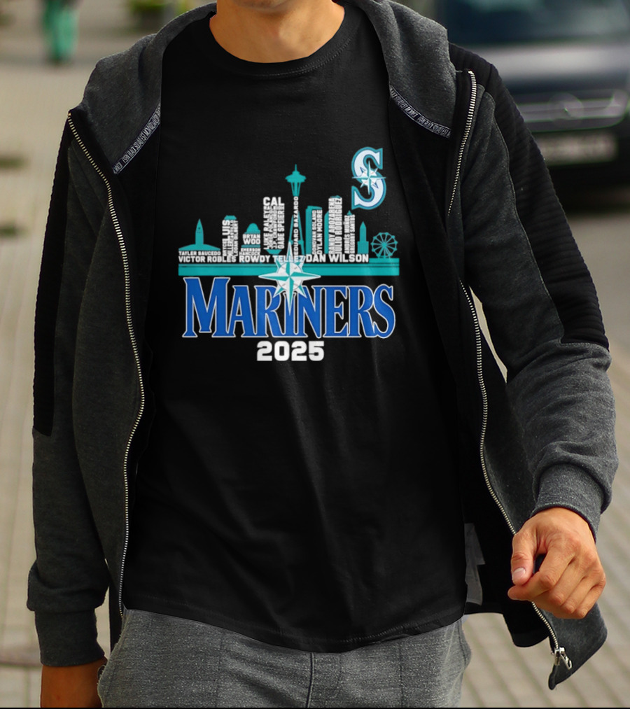 Seattle Mariners 2025 City Skyline Player Names Iconic S T-Shirt