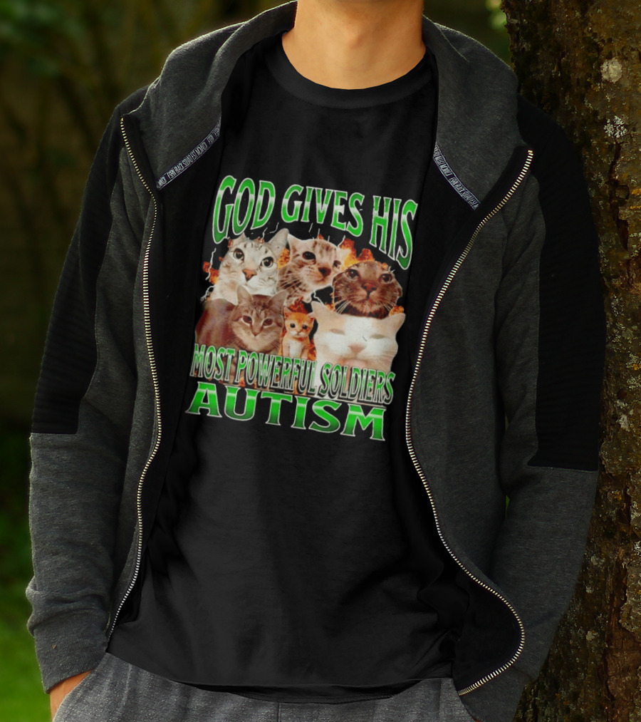 God Gives His Most Powerful Soldiers Autism Cats T-Shirt
