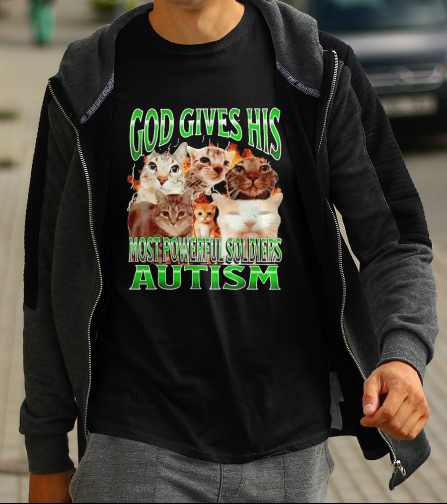 God Gives His Most Powerful Soldiers Autism Cats T-Shirt