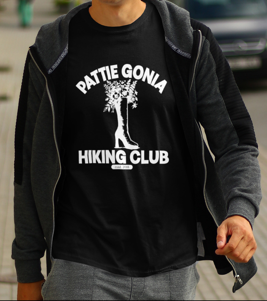 Pattie Gonia Hiking Club Est 2018 Boot And Floral T-Shirt