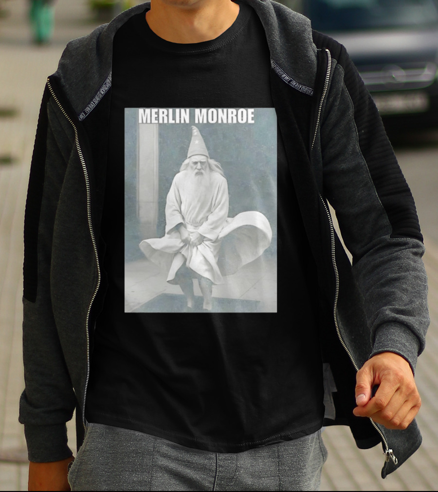 Merlin Monroe Gandalf Parody Seven Year Itch Wizard Wizardry T-Shirt