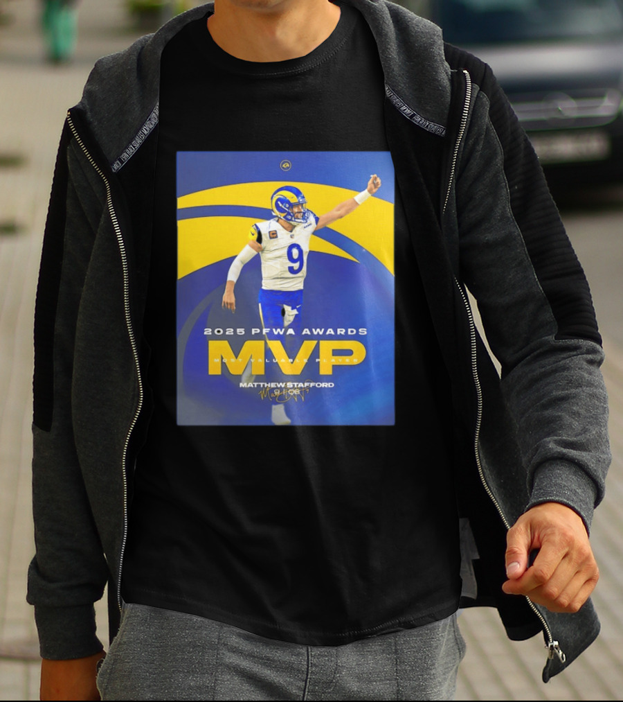 2025 PFWA Awards MVP Matthew Stafford Most Valuable Player T-Shirt