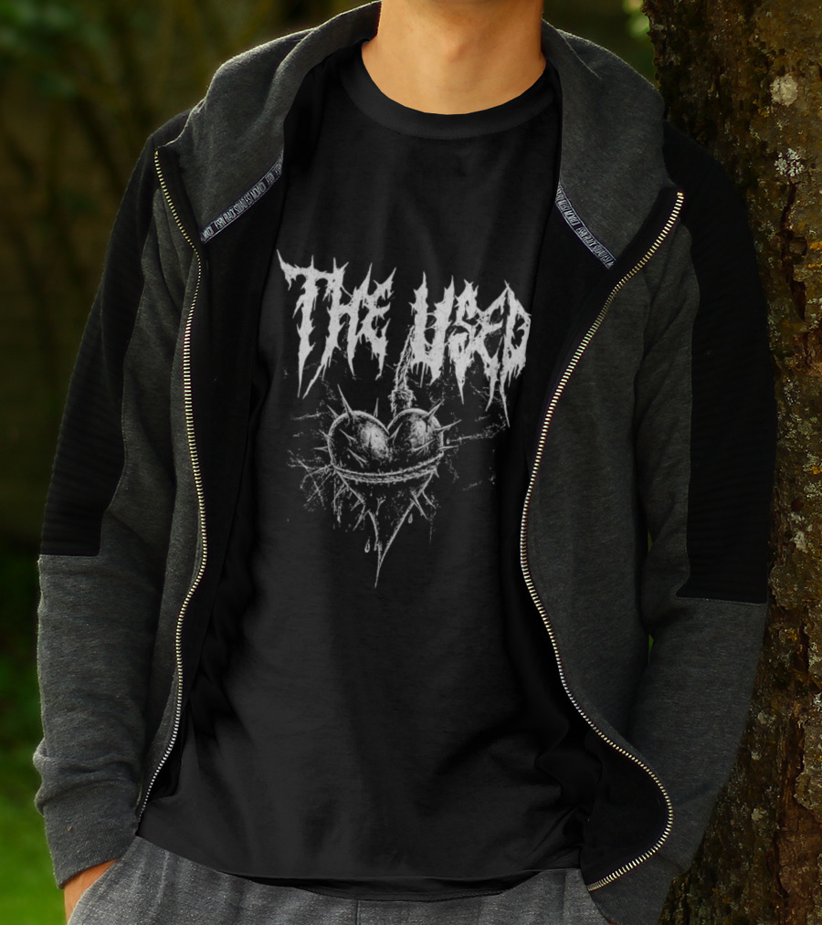 The Used Valentine 2026 Exclusive Spiked Heart Distressed Band T-Shirt