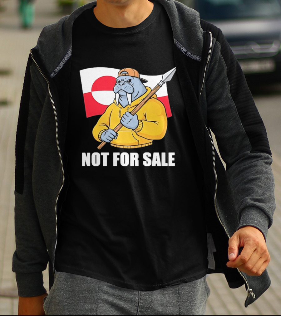 Walrus Holding Spear Greenland Flag Not For Sale T-Shirt