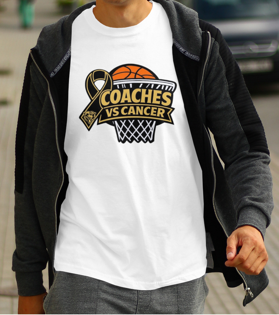 Coaches Vs Cancer Chicago Bears Basketball Ribbon Collaboration T-Shirt