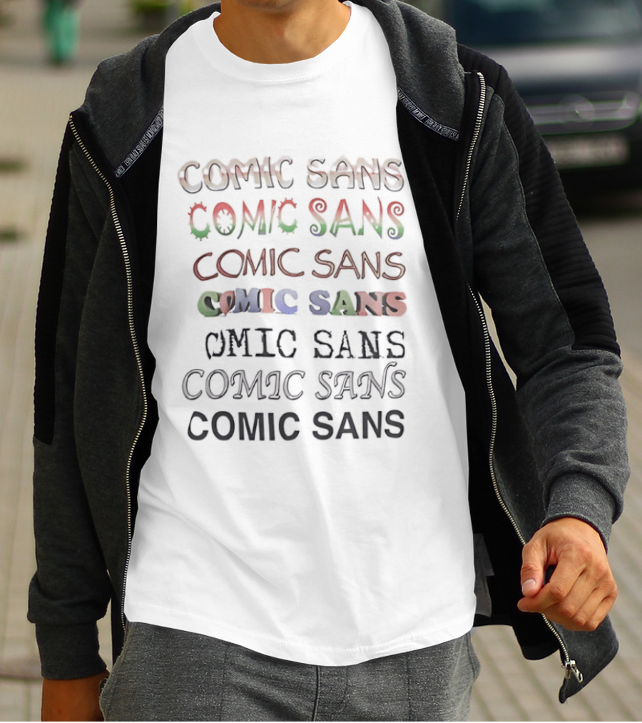 Comic Sans Colorful Text Variation Repetition T-Shirt