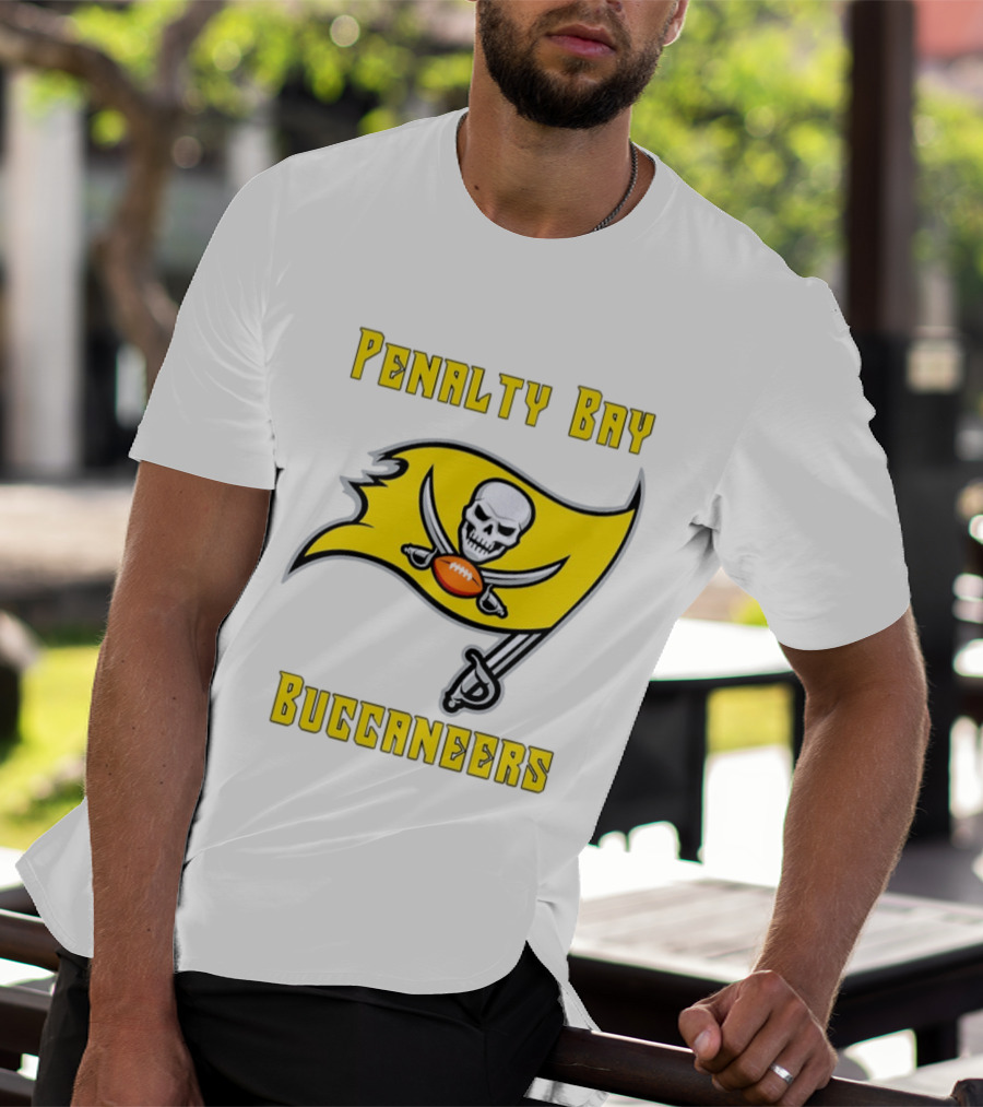 Penalty Bay Buccaneers Yellow Flag Football Skull Swords T-Shirt
