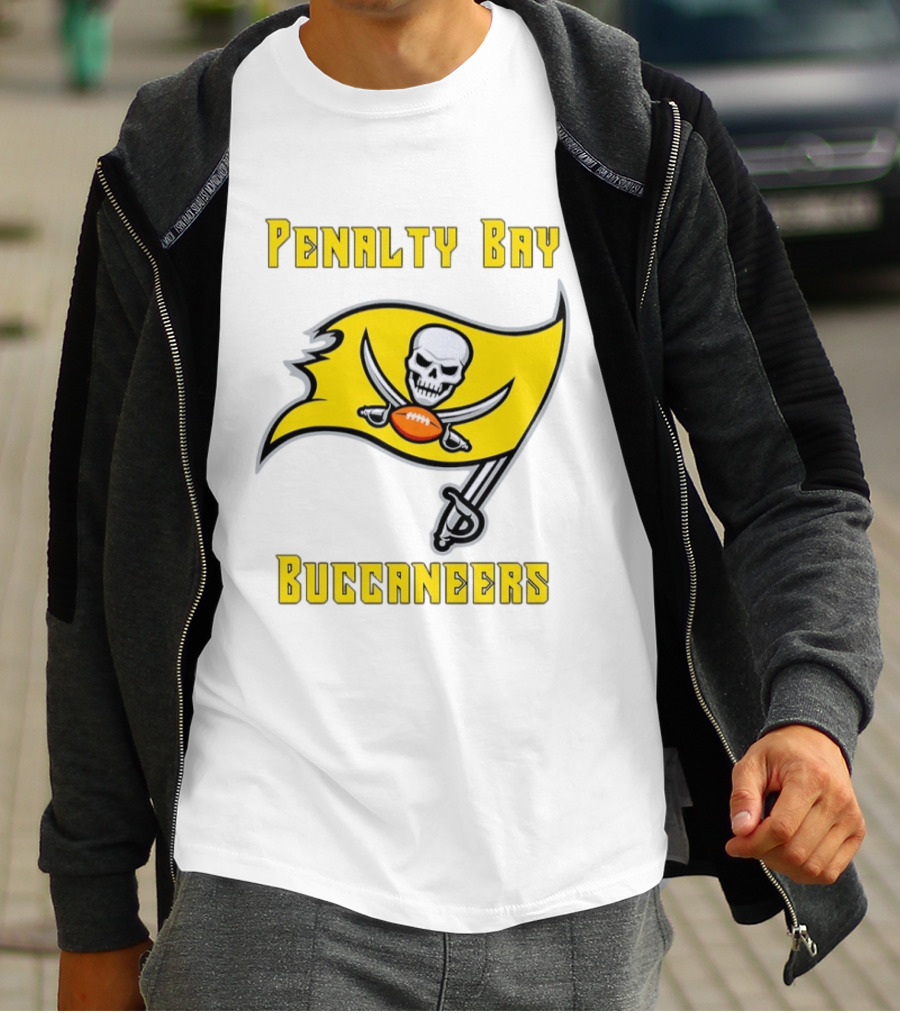 Penalty Bay Buccaneers Yellow Flag Football Skull Swords T-Shirt