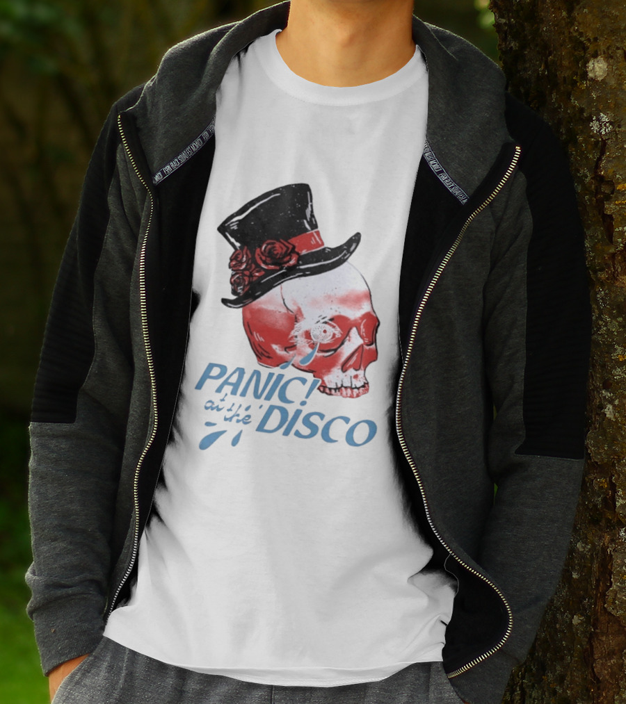 Panic At The Disco Skull Top Hat Roses T-Shirt