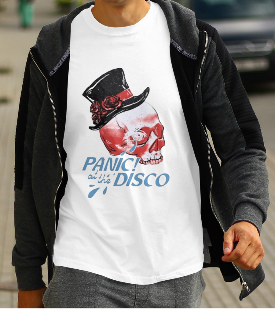 Panic At The Disco Skull Top Hat Roses T-Shirt