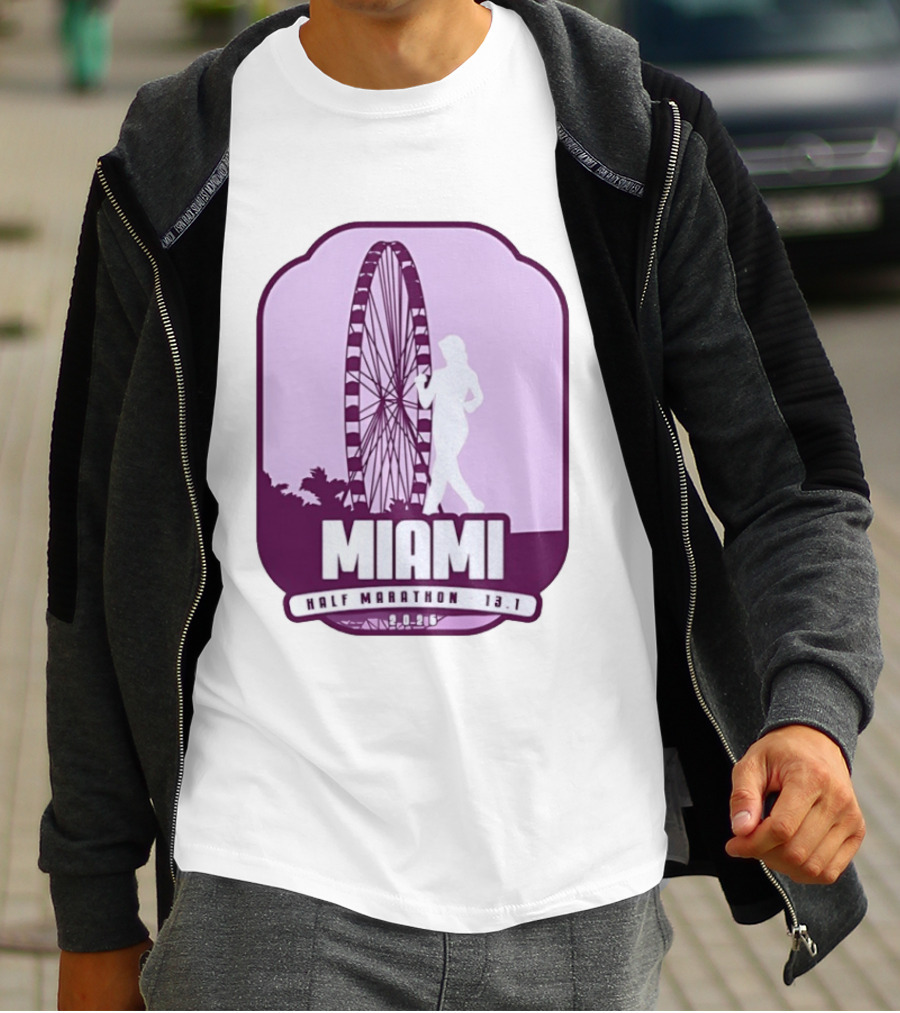 MIAMI Half Marathon 13.1 February 2 2025 Ferris Wheel T-Shirt