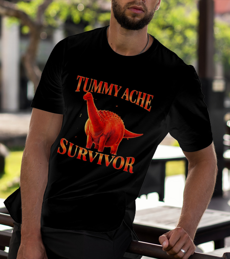 Tummy Ache Survivor Red Apatosaurus T-Shirt