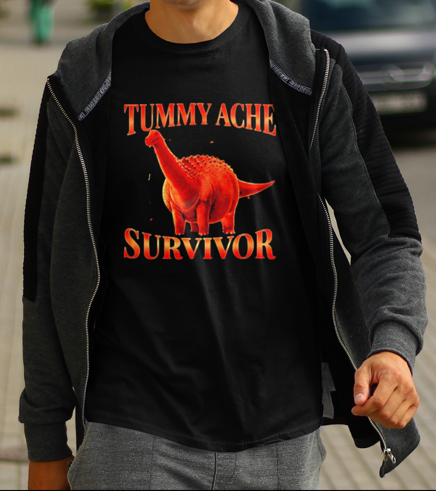 Tummy Ache Survivor Red Apatosaurus T-Shirt