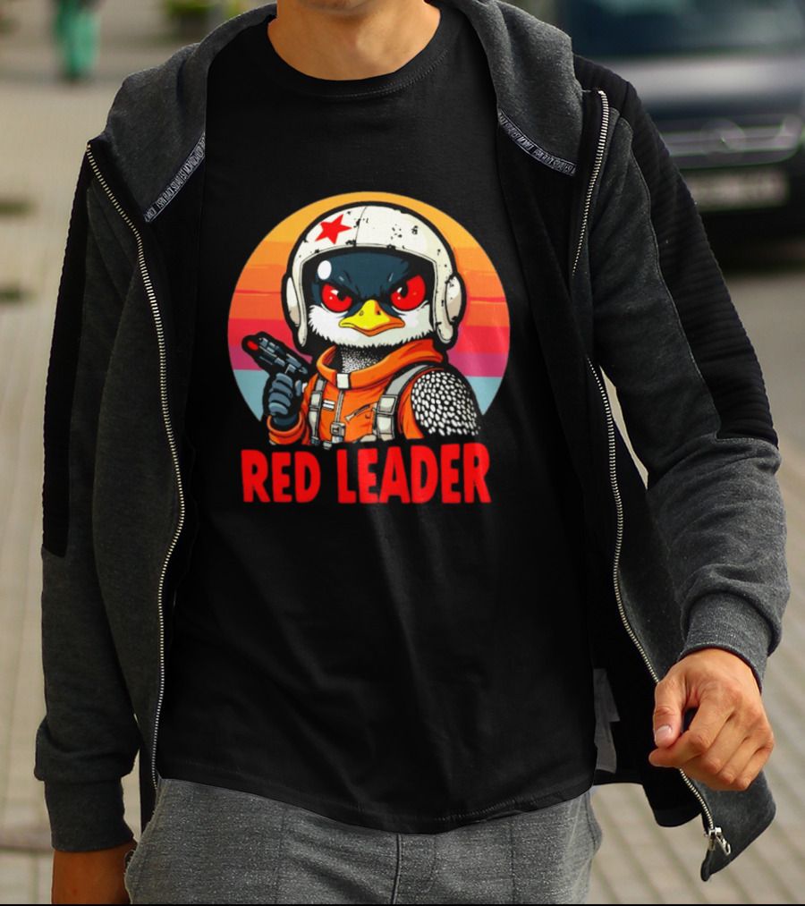 Red Leader Loon Pilot Retro Sunset T-Shirt
