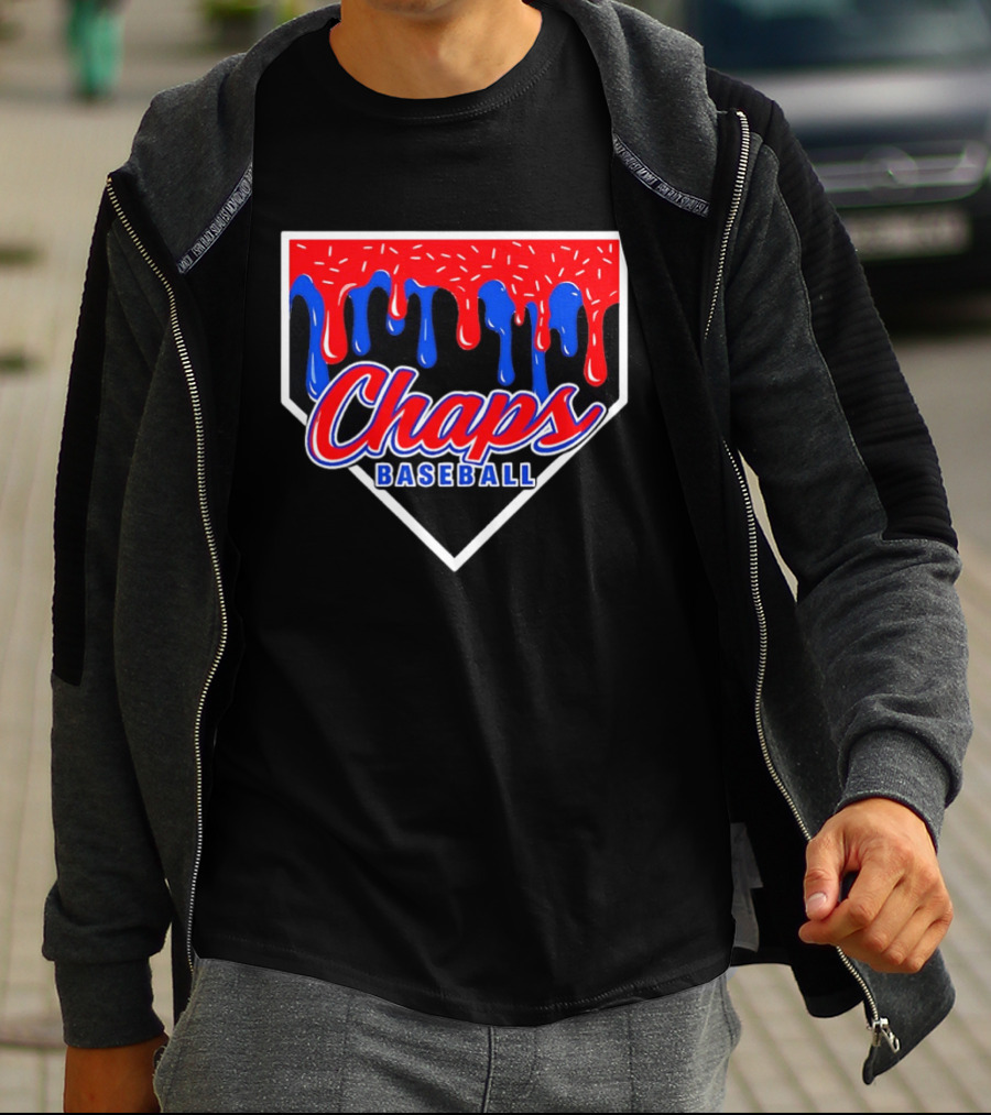 Chaps Baseball Blue Red Melting Motif T-Shirt