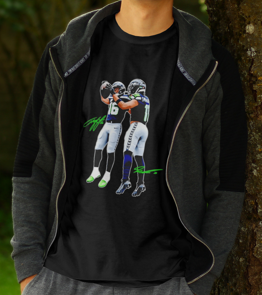 Tyler Lockett Jaxon Smith Njigba Seattle Seahawks Signatures NFC Football T-Shirt