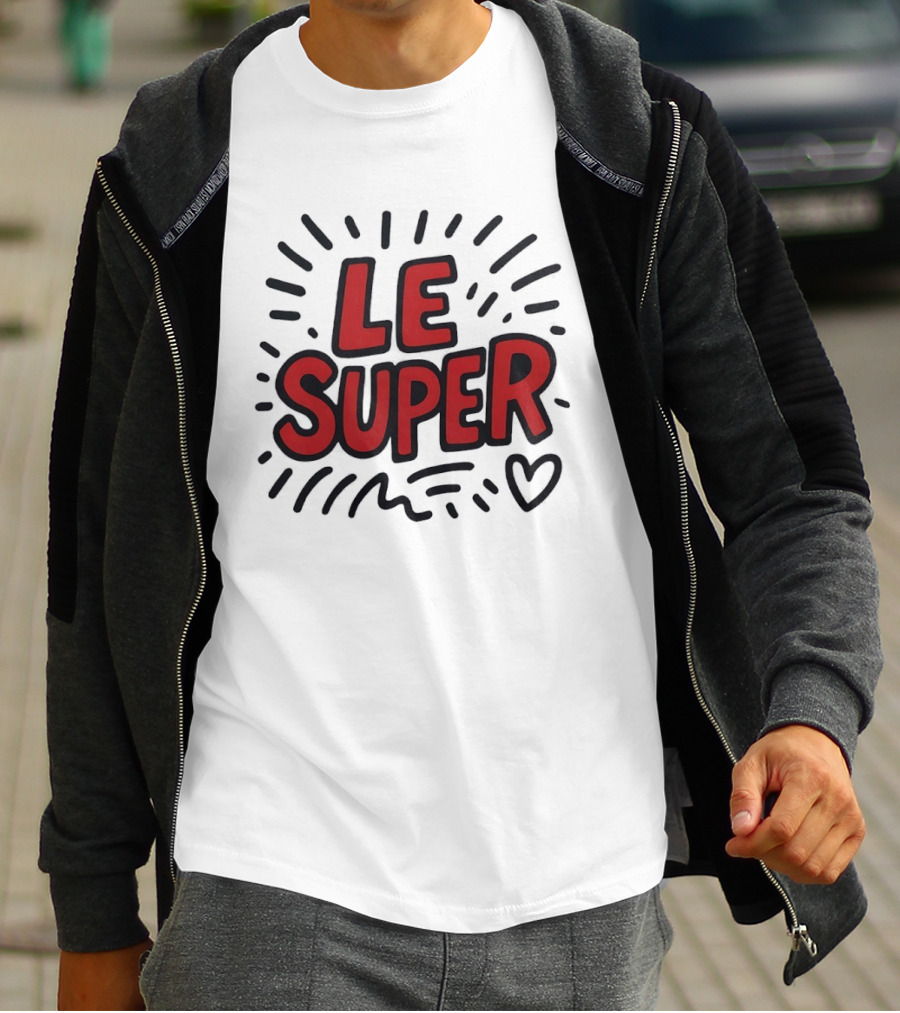 Le Super Text With Doodle Heart And Lines T-Shirt