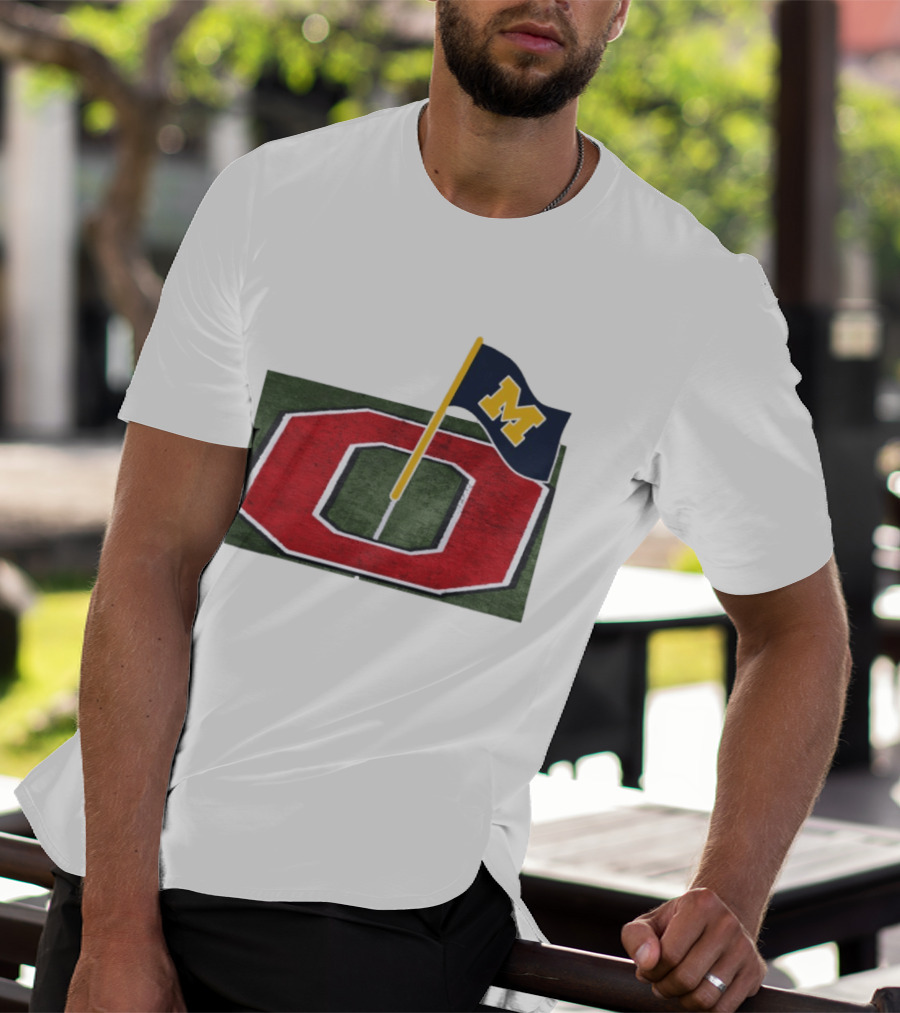 Michigan Flag Planting Ohio Rivalry Symbolic Gesture T-Shirt