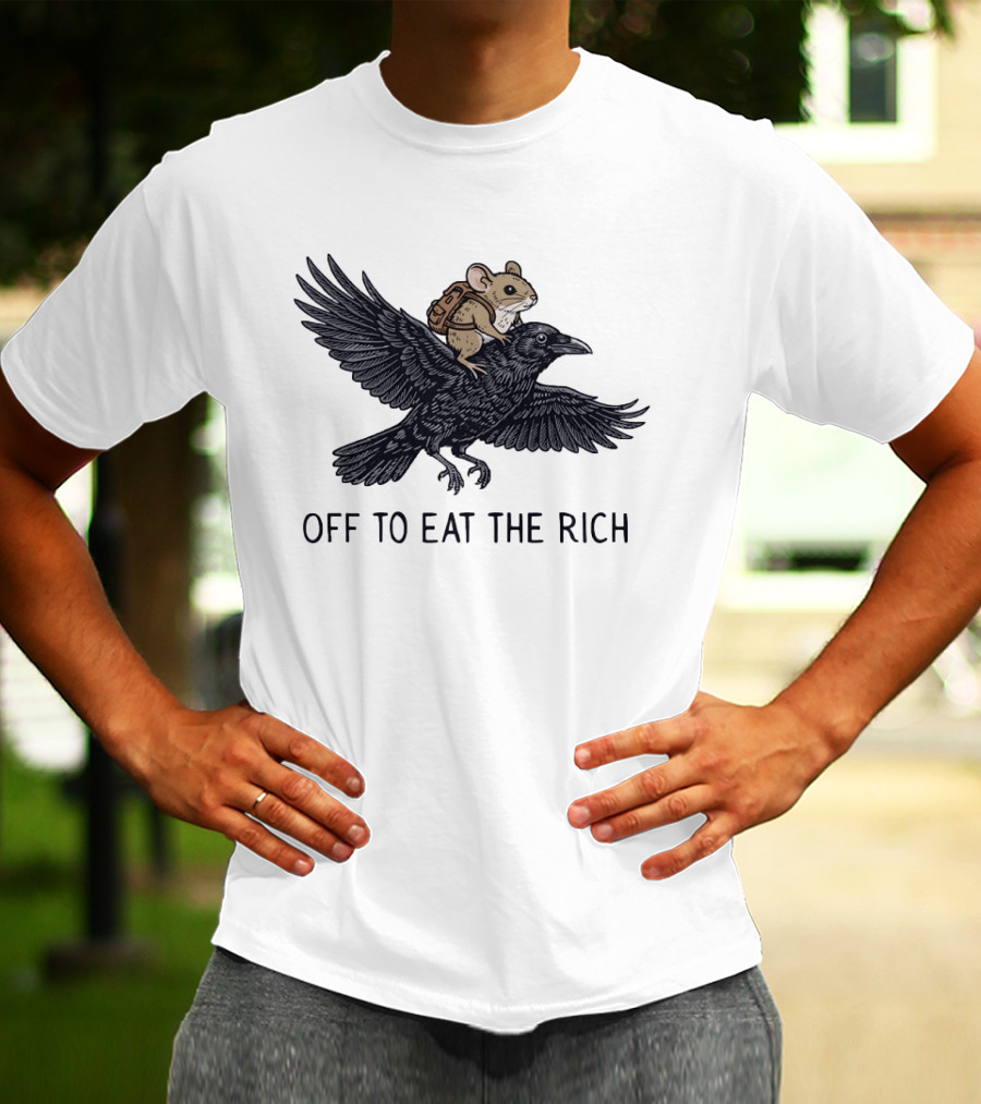Mouse Riding Raven Off To Eat The Rich T-Shirt