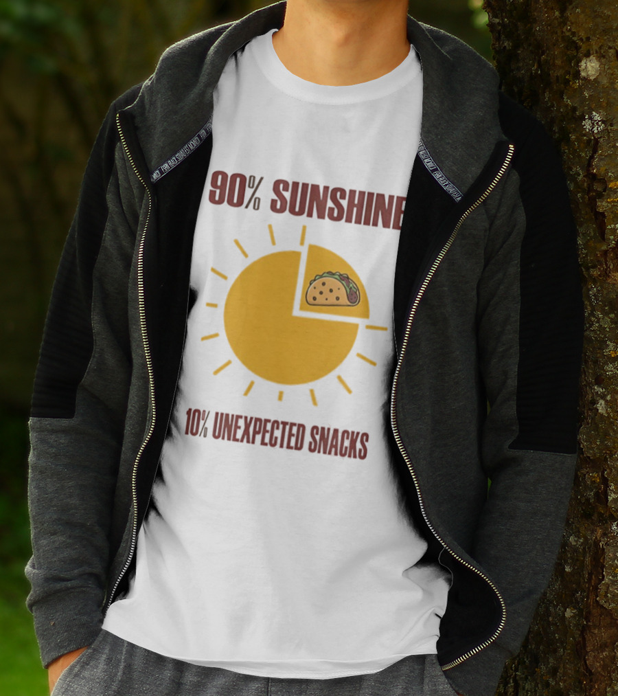 90 Percent Sunshine 10 Percent Unexpected Snacks Tacos Pie Chart T-Shirt