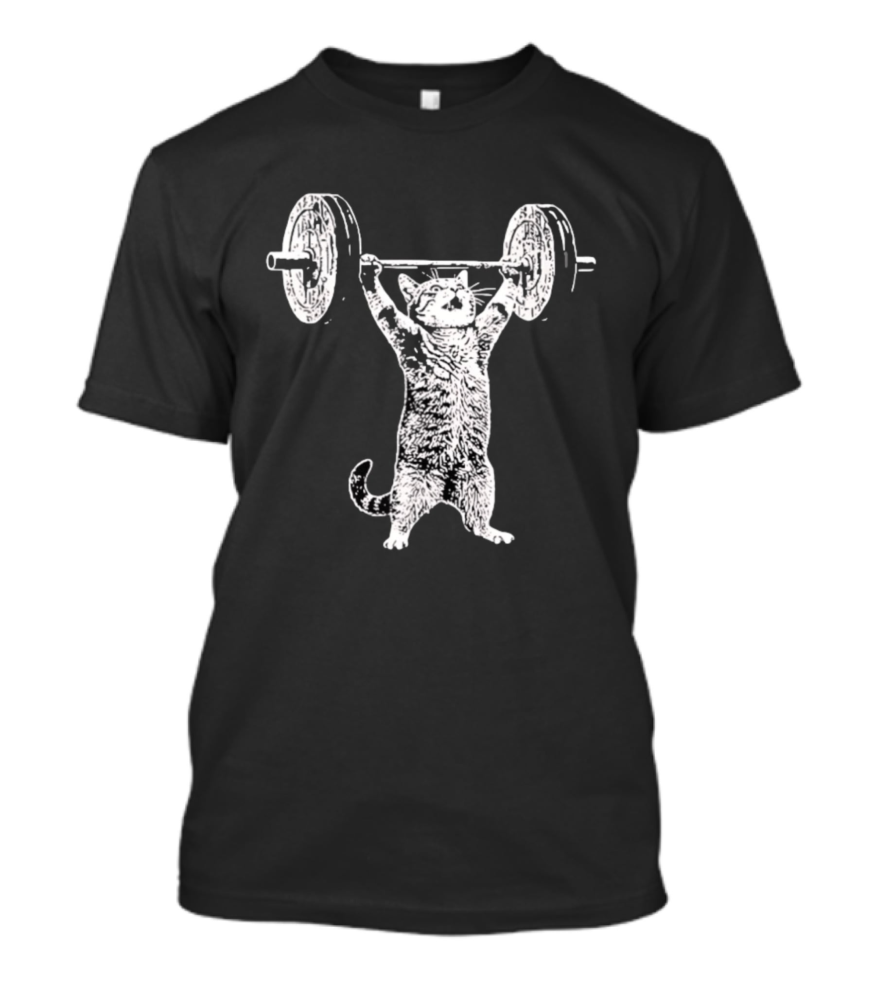 Cat Shoulder Overhead Press Weightlifting Feline Lifting Barbell T-Shirt