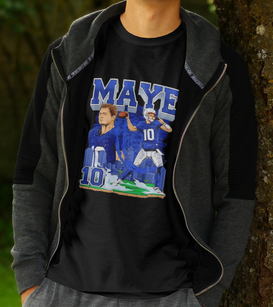 Maye Number 10 Quarterback Football Player City Skyline T-Shirt