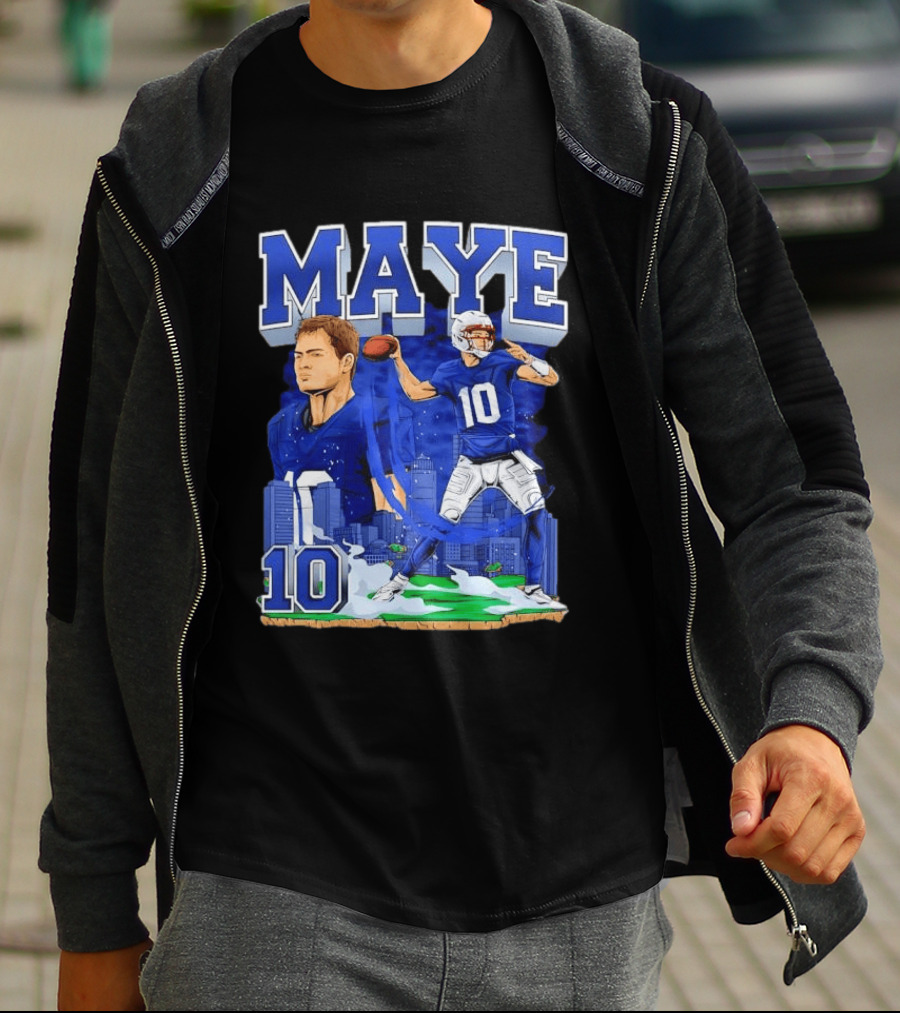Maye Number 10 Quarterback Football Player City Skyline T-Shirt