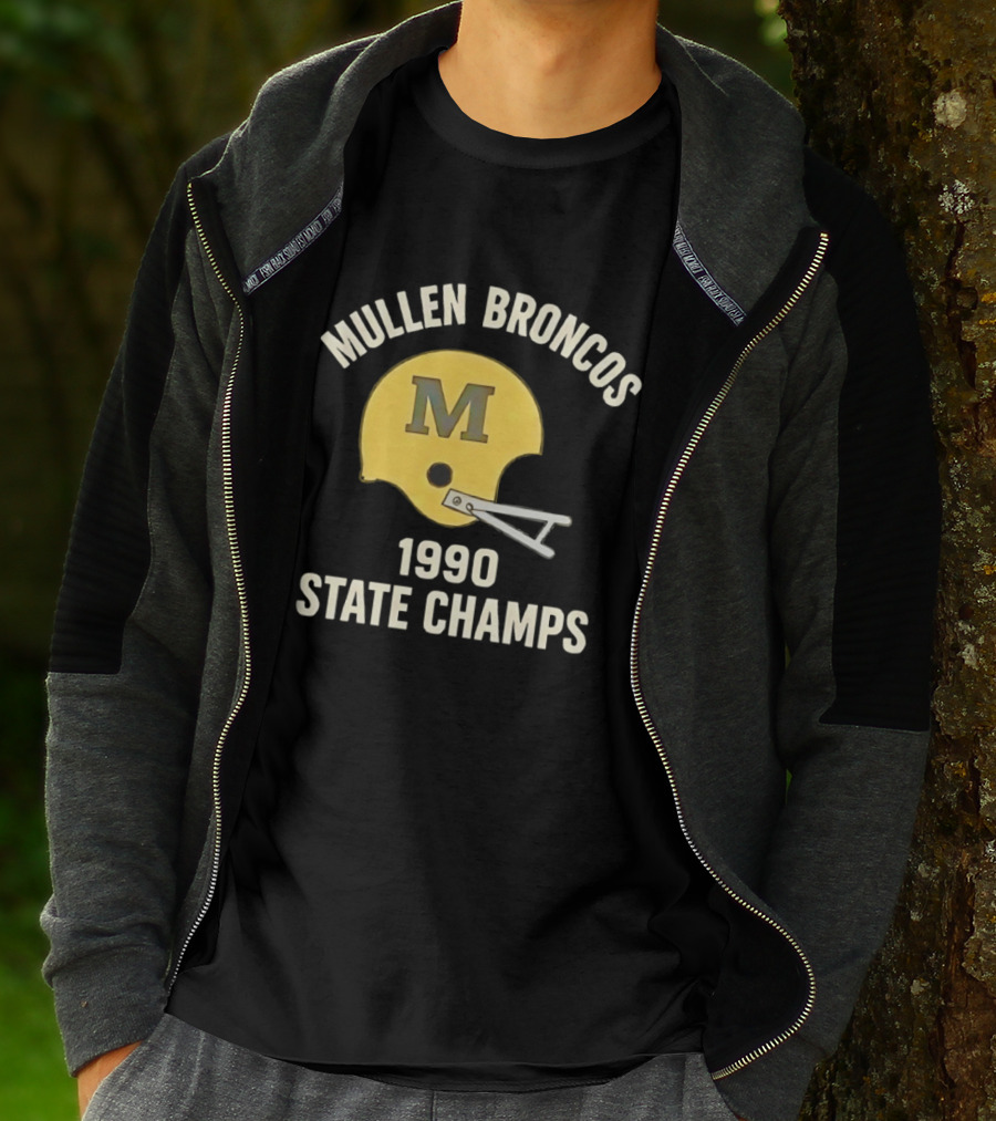 Mullen Broncos 1990 State Champs Football Helmet T-Shirt