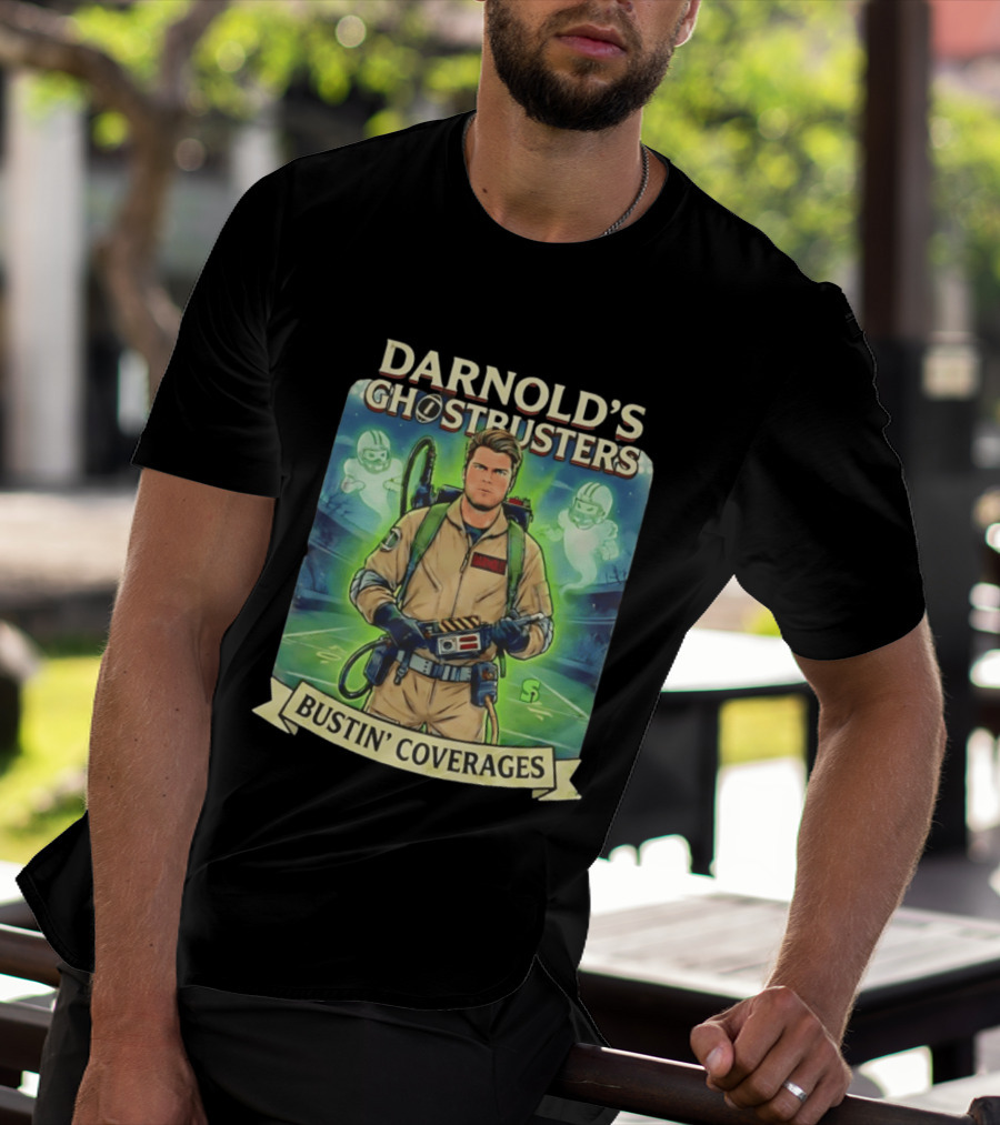 Darnold's Ghostbusters Bustin' Coverages Paranormal NFL Football Action T-Shirt
